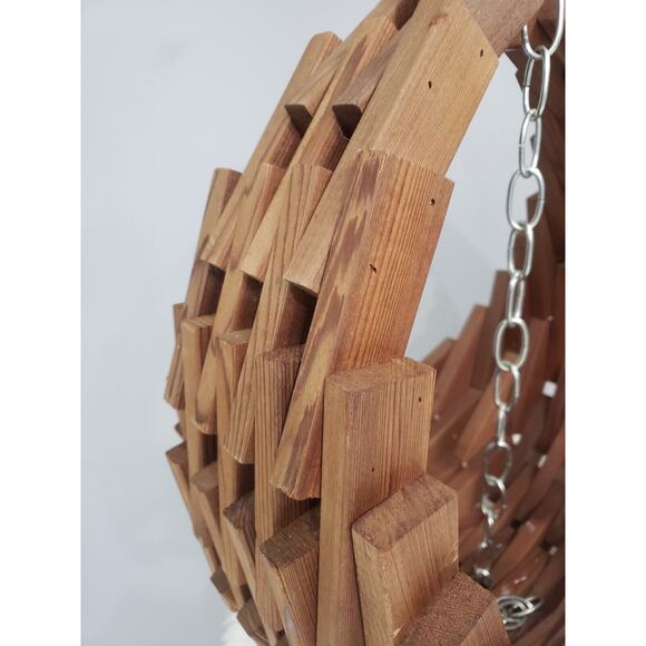 LARGE Vintage MCM Wood Block Planter Hanging Plant Basket Boho Chic‎ Cedar Swag - Picture 10 of 11